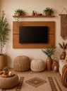 Ver imagem 1 de Painel para TV com Prateleira 150cm Retro MDF Freijó Dallas - On Móveis