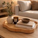 Ver imagem 1 de Bandeja Decorativa Orgânica em Madeira Natural Cinamomo 45x29cm