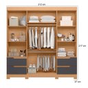 Ver imagem 4 de Guarda Roupa Solteiro Vivacce 04 Portas e Cômoda Duetto 10 Gavetas Freijo Titanium- Móveis Albatroz
