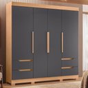 Ver imagem 3 de Guarda Roupa Solteiro Vivacce 04 Portas e Cômoda Duetto 10 Gavetas Freijo Titanium- Móveis Albatroz