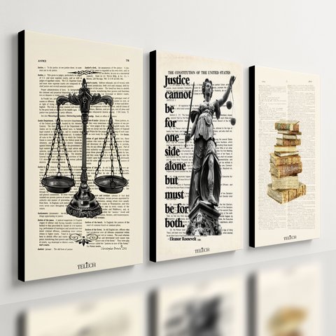 Kit 3 Quadro Decorativo Advocacia Escritório Justiça Placa 28x20cm