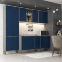Ver imagem 1 de Cozinha Compacta Modulada 10 Portas 5 Gavetas Domus Espresso Móveis Azul/Silver/Royal