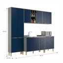 Ver imagem 5 de Cozinha Compacta Modulada 10 Portas 5 Gavetas Domus Espresso Móveis Azul/Silver/Royal