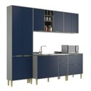 Ver imagem 2 de Cozinha Compacta Modulada 10 Portas 5 Gavetas Domus Espresso Móveis Azul/Silver/Royal
