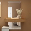 Ver imagem 2 de Espelho Decorativo com Bancada Suspensa Faces D01 Freijó/Off White - Mpozenato