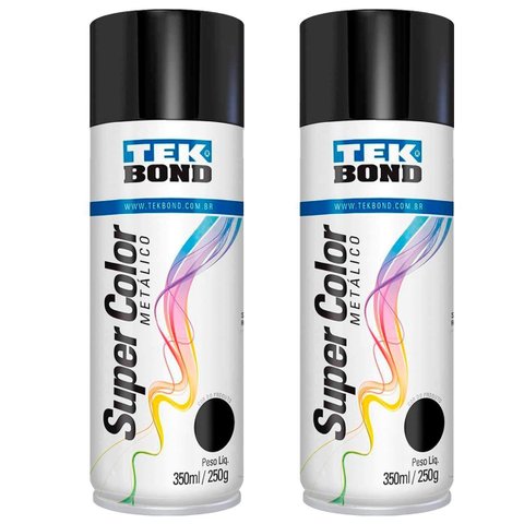 Kit C/2 Tinta Spray Uso Geral Metais Madeira Preto Brilho
