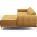 Ver imagem 2 de Sofá 3 Lugares Chaise Direito Sala Molino 230cm D02 Pés D\'ouro Prime Bouclê Mostarda Pb-03