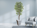 Ver imagem 2 de Planta Artificial Ficus Verde Creme 2,10m kit + Vaso Trapezio D. Grafiato Cinza 40cm