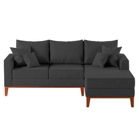Sofá 3 Lugares Beny com Chaise Direito Linho Grafite