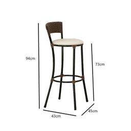 Kit com 2 Banquetas Alta Estofada Trama Artesanal Forts  - 2