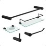 Kit de Acessórios para Banheiro Grego Metal 5 Peças Prateleira Proteção Preto Fosco Orion - 1