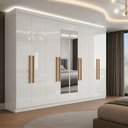 Ver imagem 1 de Guarda-Roupa Casal com Espelho 8 Portas 4 Gavetas Paris Branco