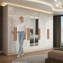 Ver imagem 5 de Guarda-Roupa Casal com Espelho 8 Portas 4 Gavetas Paris Branco