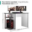 Ver imagem 5 de Mesa Gamer Essence Play Moderno MDP 108cm Branco e Preto Milani Movelaria