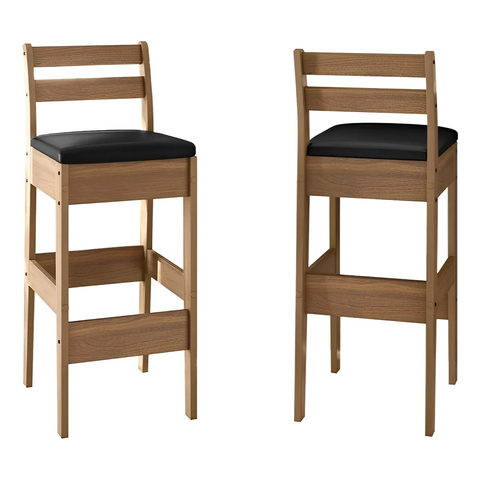 Conjunto 2 Banquetas Par Bistrô Gourmet Balcão Bancada Bar Cedro Gold - Celta