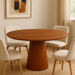 Mesa de Jantar Cone Redonda 80 Cm Tampo e Base Madeira Pau Ferro - 3