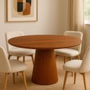 Ver imagem 3 de Mesa de Jantar Cone Redonda 80 Cm Tampo e Base Madeira Pau Ferro