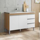 Ver imagem 2 de Balcão Gabinete Cozinha Andréia 120cm 2 Portas sem Tampo Mdp Amêndoa/branco - Desk Design