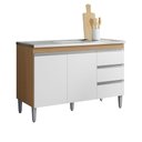 Ver imagem 1 de Balcão Gabinete Cozinha Andréia 120cm 2 Portas sem Tampo Mdp Amêndoa/branco - Desk Design