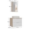 Conjunto Gabinete Banheiro Rubi 60cm - Gabinete + Cuba + Espelheira - Madeirado/branco - 6