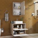 Ver imagem 3 de Conjunto Gabinete Banheiro Rubi 60cm - Gabinete + Cuba + Espelheira - Madeirado/branco