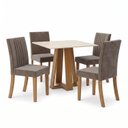 Ver imagem 3 de Conjunto Sala de Jantar Mesa Lisa 90cm com Tampo MDF Canto Reto 4 Cadeiras Lily