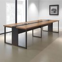 Ver imagem 1 de Mesa de Reunião Retangular Nobre 8 Lugares Moderno MDP 360cm Noce Plata Móveis