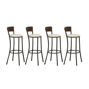 Kit com 4 Banquetas Altas Estofadas Trama Artesanal Forts 