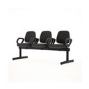 Ver imagem 1 de Longarina Job com Bracos 3 Lugares Assento Crepe Base Metalica Preta - 54499