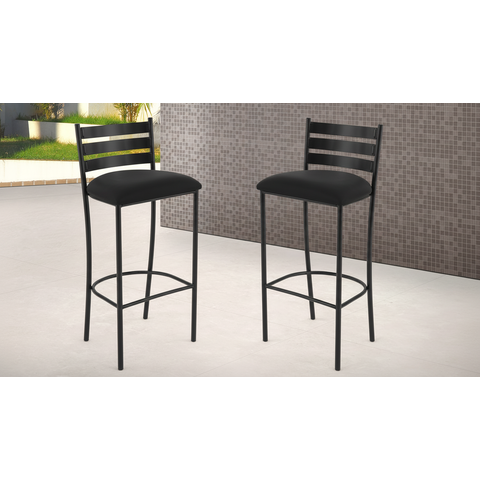 Kit 2 Banquetas com Encosto de 75cm:preto/preto