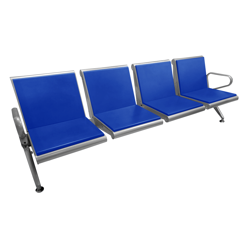 Cadeira Longarina Bob 4 Assentos - Azul