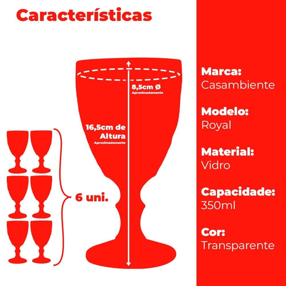 Conjunto de Taças de Vidro Royal Transparente 350ml - Casambiente TCVI067 - 3