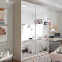 Ver imagem 1 de Guarda Roupa Solteiro 100% MDF BP com 2 Portas Espelho Zermatt Bege