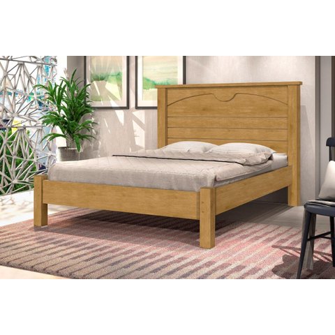 Cama Lio Casal 100% Mdf com Estrado em Madeira Cor Nature Ja