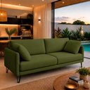 Ver imagem 1 de Sofá Sala de Estar Atena Fixo Pés de Ferro 234cm 4 Lugares Bouclê Verde Claro M1 - Monari Design
