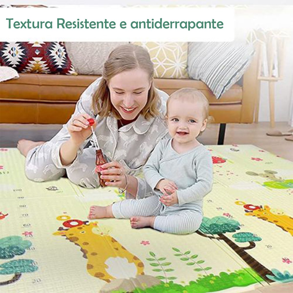 Tapete Infantil Criança Bebe Atividades Tatame Emborrachado Dupla Face Dobravel Macio Anti Impacto D - 7