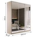Ver imagem 4 de Guarda Roupa Casal 100% MDF BP com 3 Portas Espelho Zermatt