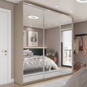Ver imagem 1 de Guarda Roupa Casal 100% MDF BP com 3 Portas Espelho Zermatt Bege