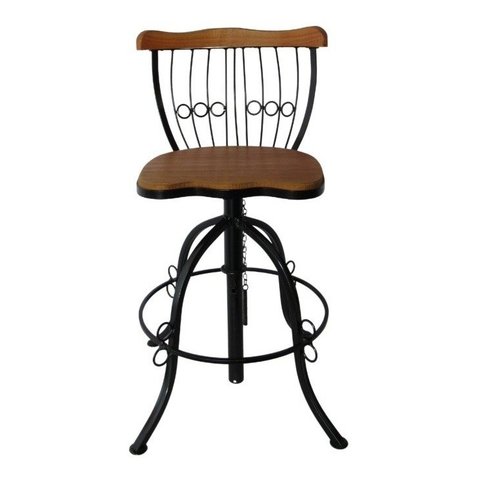 Banqueta Bistrô Regulável Ferro e Madeira