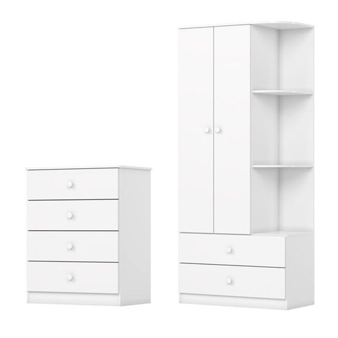 Jogo de Quarto Infantil Labirinto Guarda Roupa e Cômoda Branco - Henn