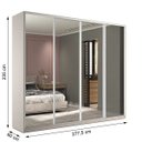 Ver imagem 3 de Guarda Roupa Casal 100% MDF BP com 4 Portas Espelhos Zermatt Bege