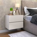 Ver imagem 2 de Mesa de Cabeceira para Quarto Casal de Parede Cor Off White