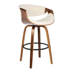 Banqueta para Cozinha Giratória Base de Madeira com Apoio Nicole