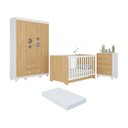Ver imagem 1 de Quarto de Bebê Completo Berço Americano 3 em 1 Colchão Suspiro Multimóveis Mp4636 Branco/