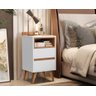Kit 2 Mesa de Cabeceira Retro 2 Gavetas -alamo- Cm - Branco/nature - 2