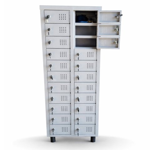 Armário para Celular 20 Portas com Chave em Aço Steelon Móveis