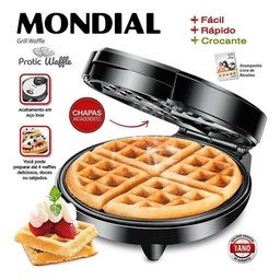 Máquina de Waffle Mondial Pratic 1200w Preto Inox Gw-01 220v - 5