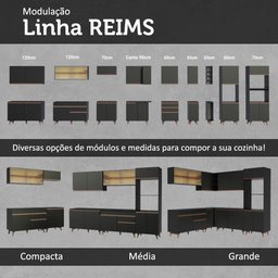 Armário de Cozinha Completa de Canto 402cm Preto Reims Madesa 04 - 11