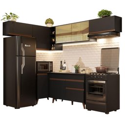 Armário de Cozinha Completa de Canto 402cm Preto Reims Madesa 04 - 3