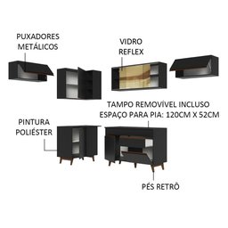 Armário de Cozinha Completa de Canto 402cm Preto Reims Madesa 04 - 5